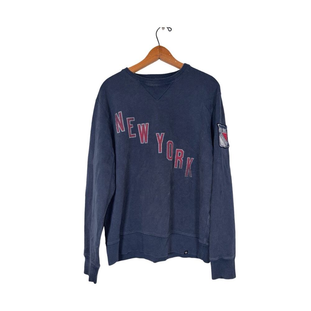 ’47 New York Rangers NHL Hockey Navy Blue Sweatshirt Size: L